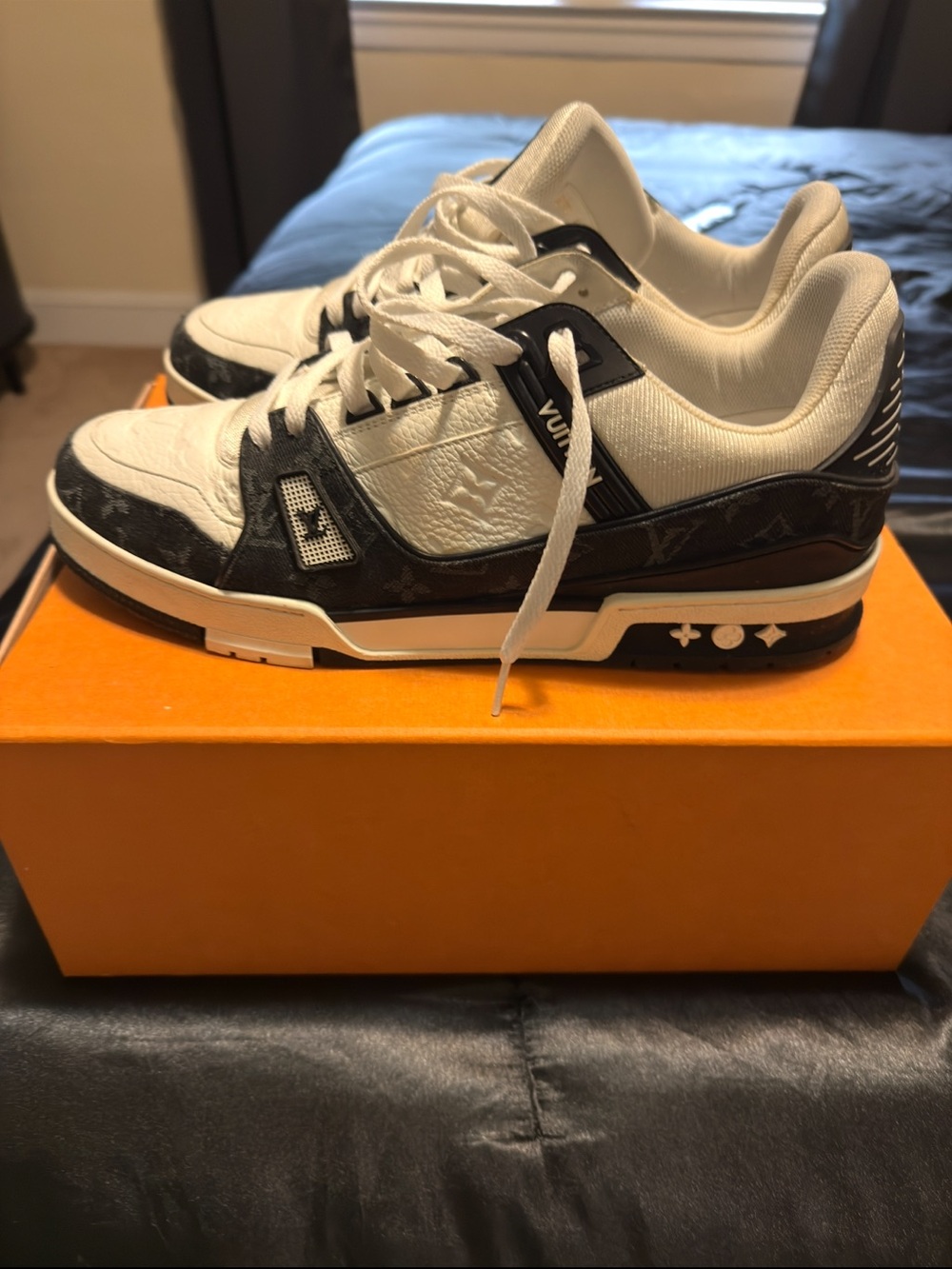 Louis Vuitton White and Black Kids Sneakers